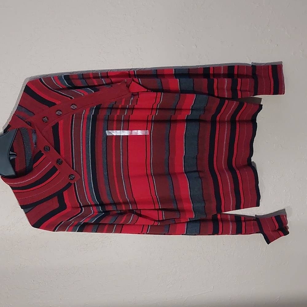 Liz Claiborne sweater, size L, red/black/gray